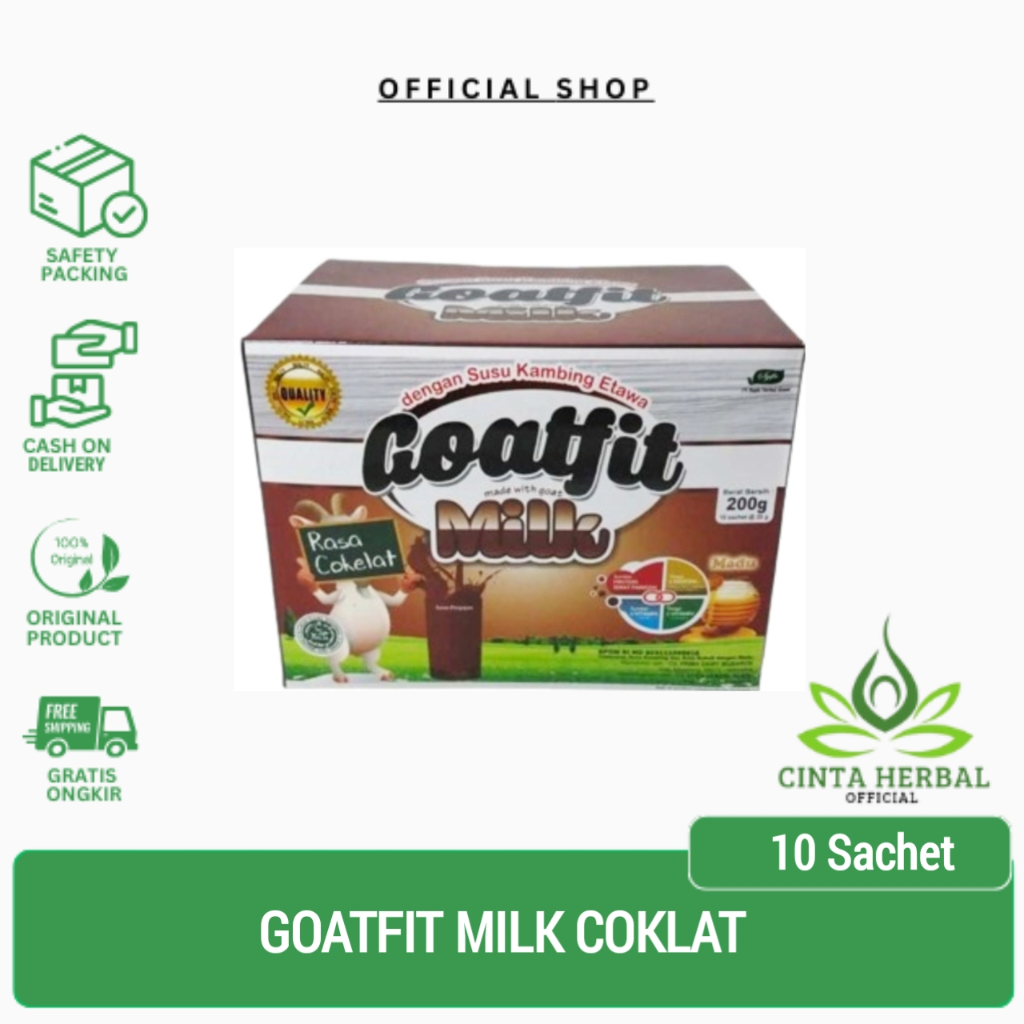 

Goatfit Milk Cokelat | Goat Fit Coklat Per Box 10 Sachet | Susu Kambing Etawa Plus Royal Jeli