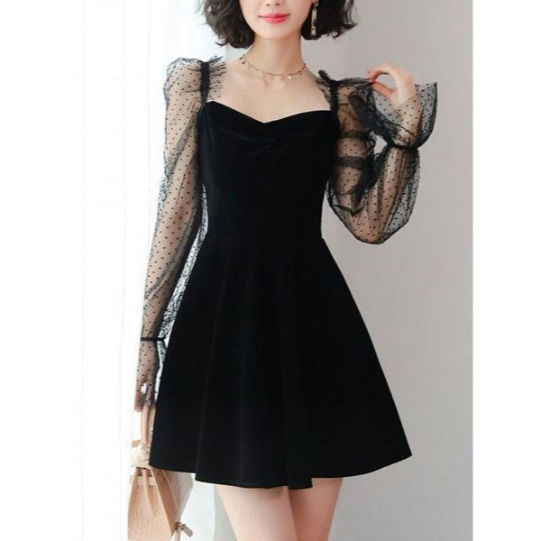 mini dress scuba premium mix tile dot