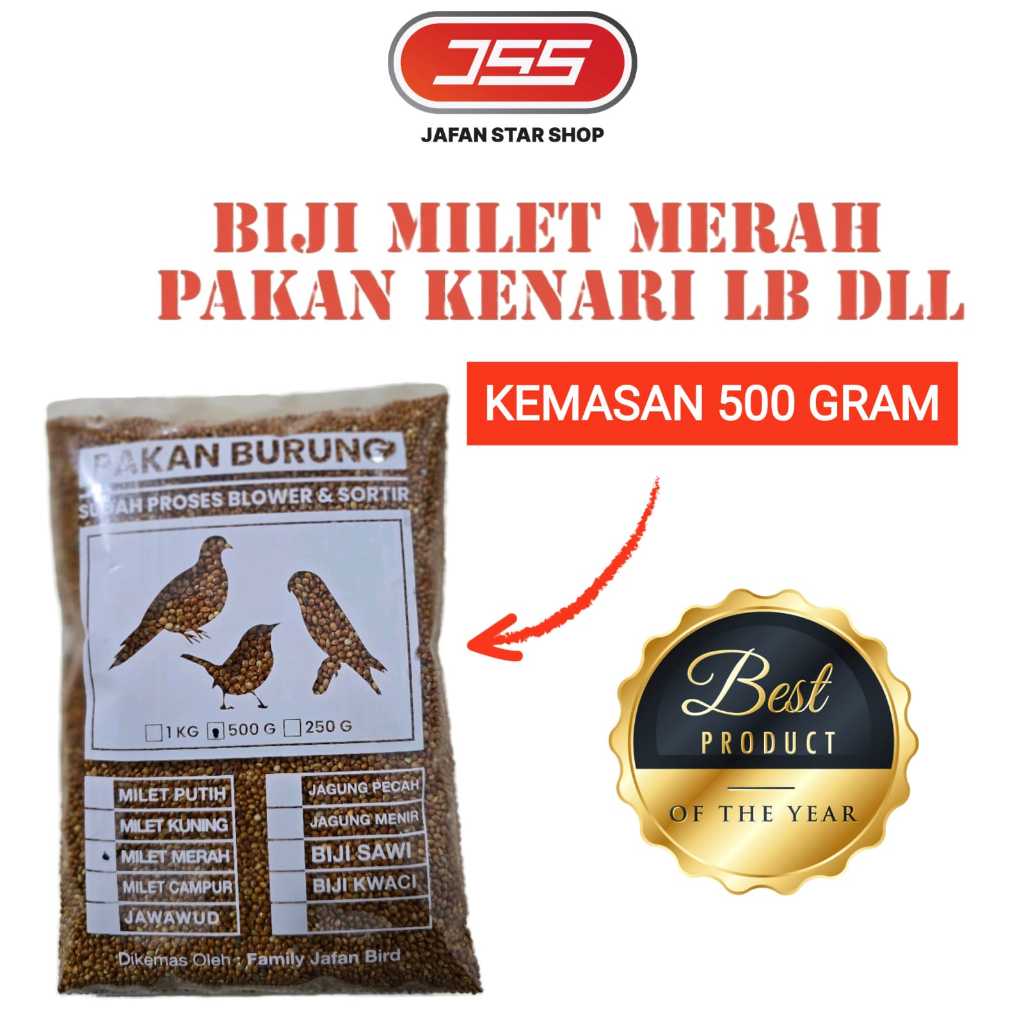 MILET MERAH BERSIH 500 GRAM PAKAN BURUNG LB KENARU NURI PARKIT DLL KEMASAN PREMIUM