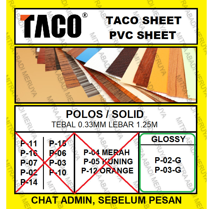 Taco Sheet Polos Solid Glossy PVC Sheet Deco Sheet