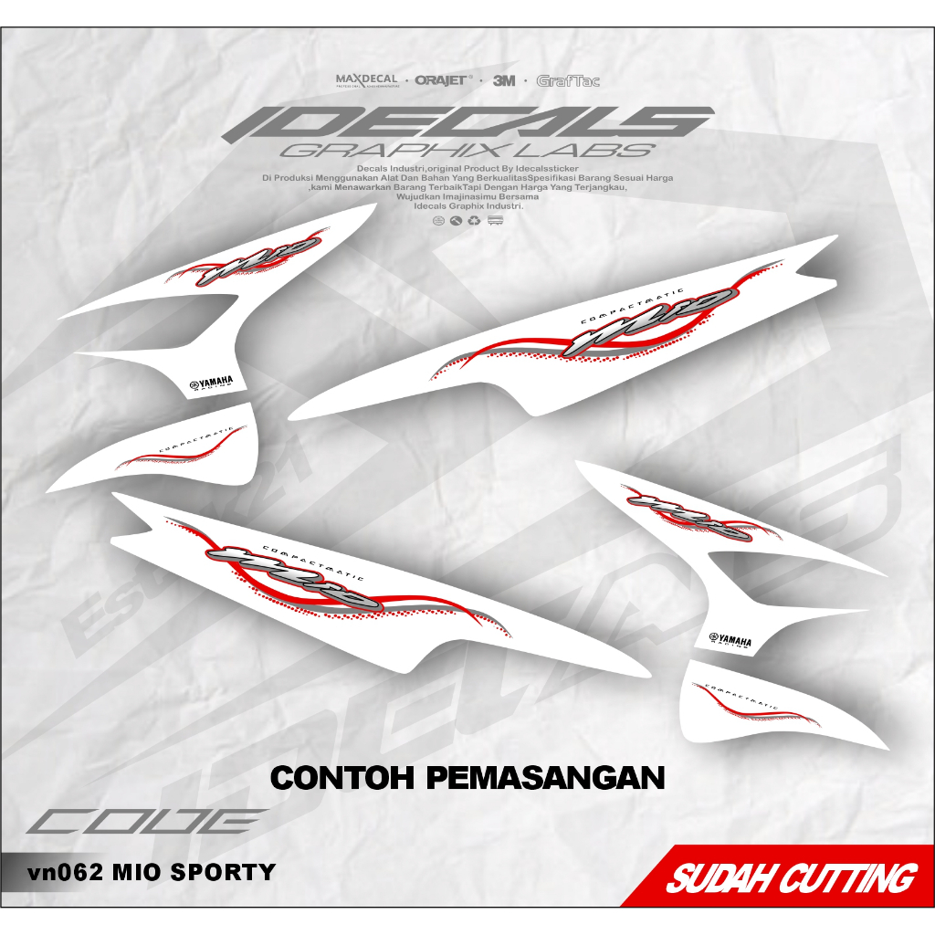 

sticker striping motor Mio Sporty bahan vinyil,chrome,hologram motif simpel keren kekinian (vn062)