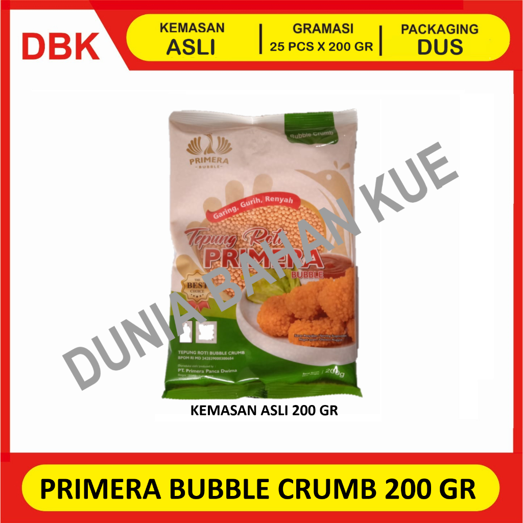 

(KEMASAN ASLI) PRIMERA BUBBLE CRUMB ORANGE / TEPUNG ROTI BUBBLE KRISPI 200 GR - 1 DUS 25 PCS