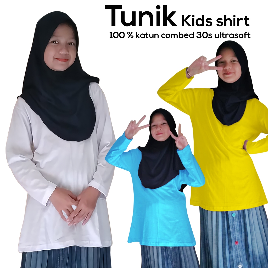 kaos tunik anak polos combed 30s / atasan anak perempuan