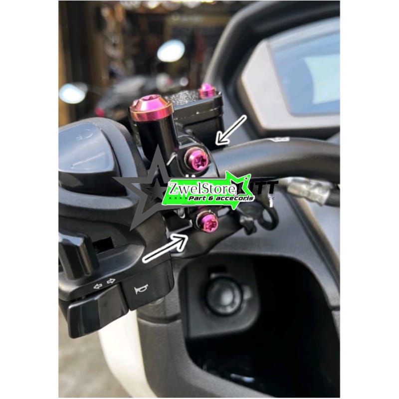 Baud titanium dudukan handle stang scoopy fino pcx nmax universal gr5 madein vietnam(4biji)
