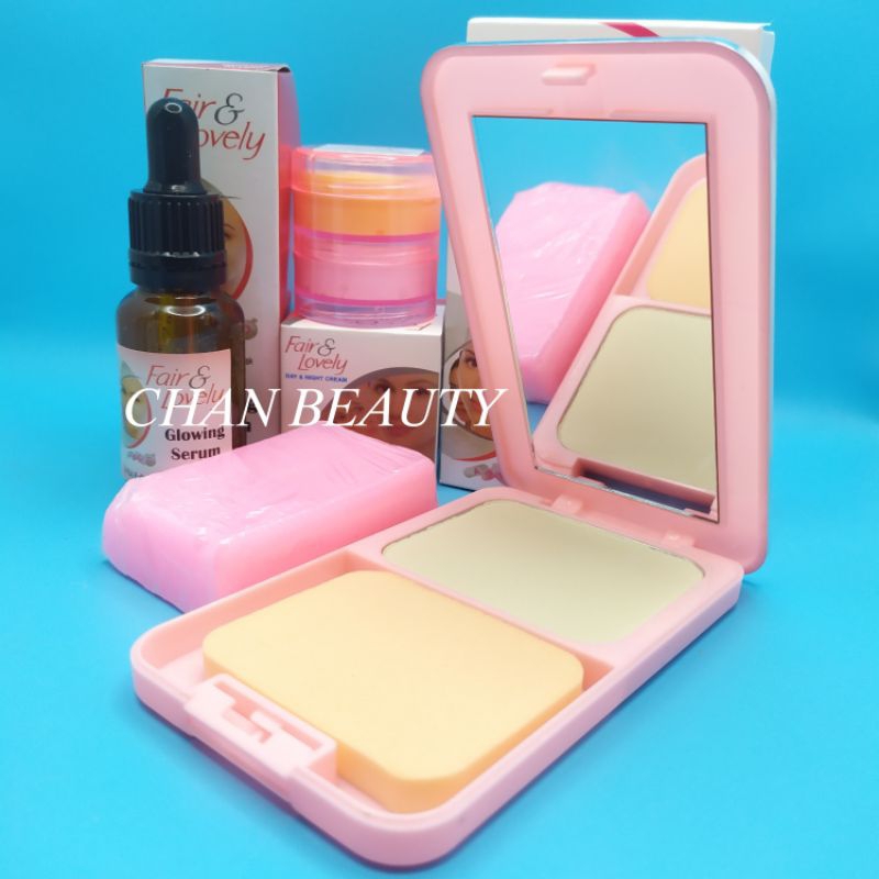 Paket FAIR & LOVELY 5in1 ( Krim Siang - Krim Malam - Serum - Bedak - Sabun )