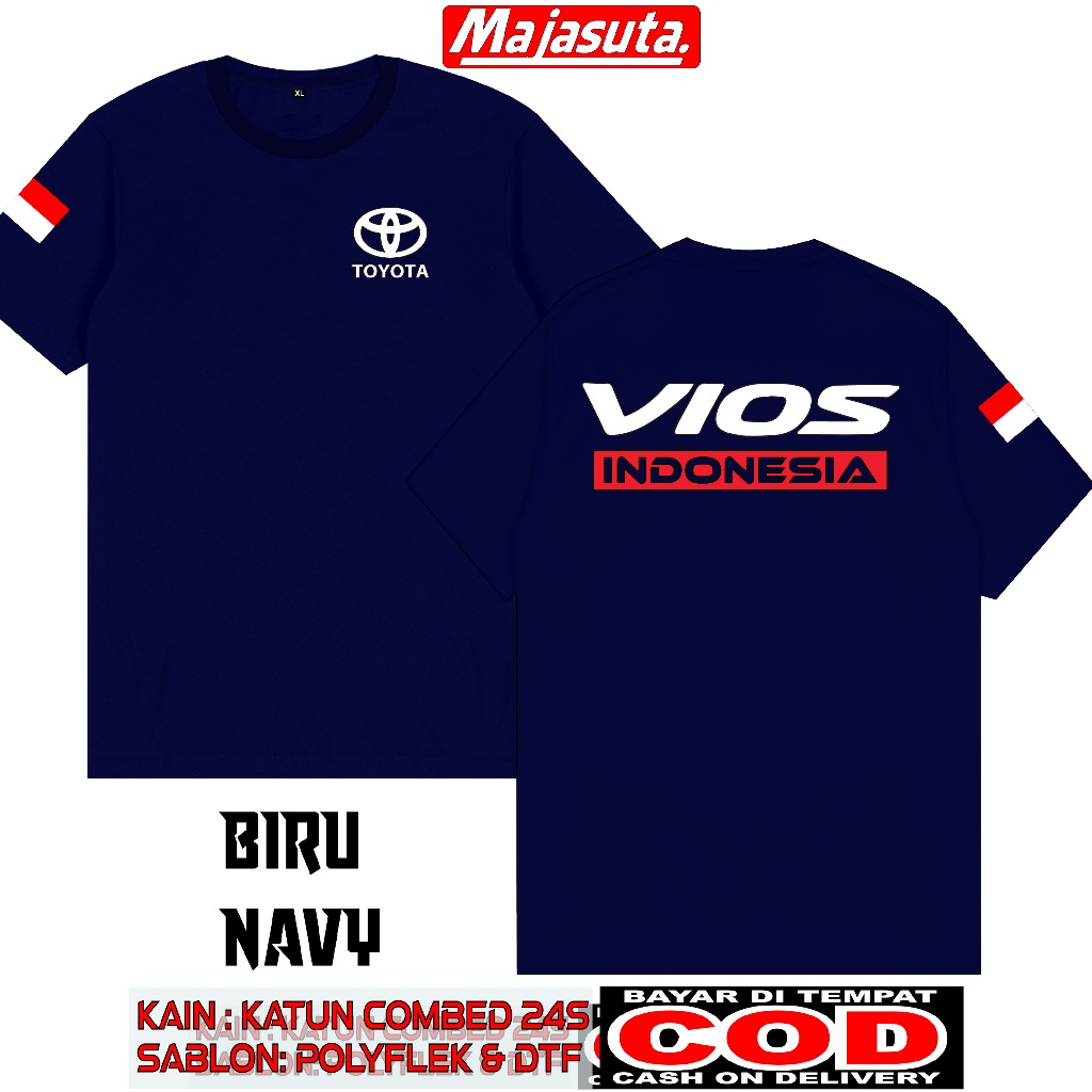 KAOS TOYOTA VIOS INDONESIA COMBED 24S BISA COD//KAOS CLUB//KAOS COMUNITAS//KAOS DISTRO