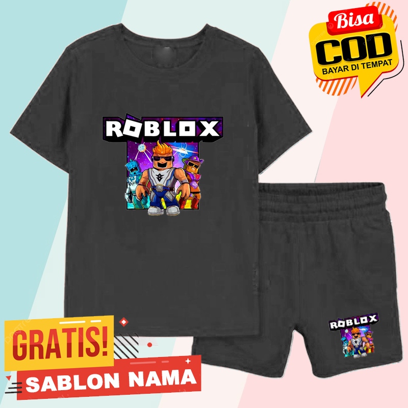 Setelan Koas Anak Roblox 01 / Baju Setelan Celana Kaos Anak Laki Laki & Perempuan Custom Nama Roblox