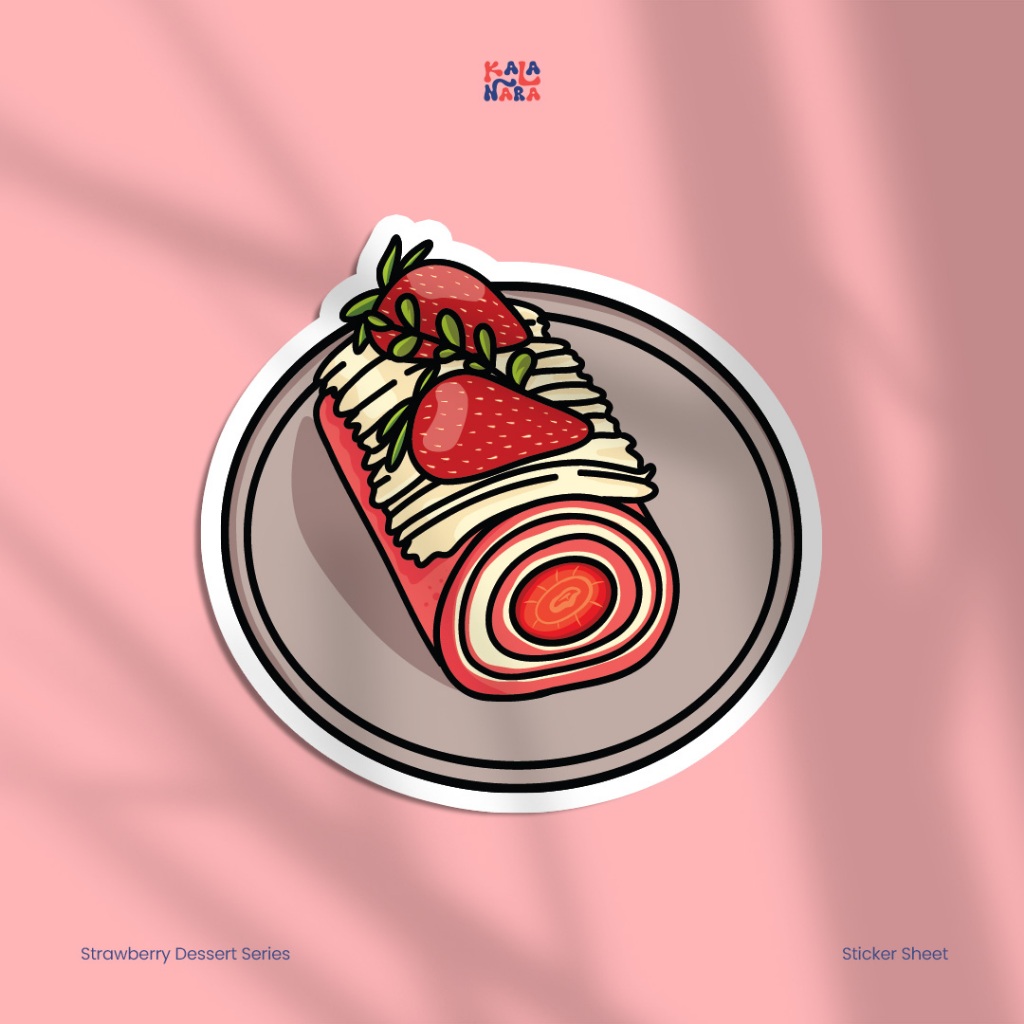 

Sticker Die Cut Strawberry Dessert Roll Cake