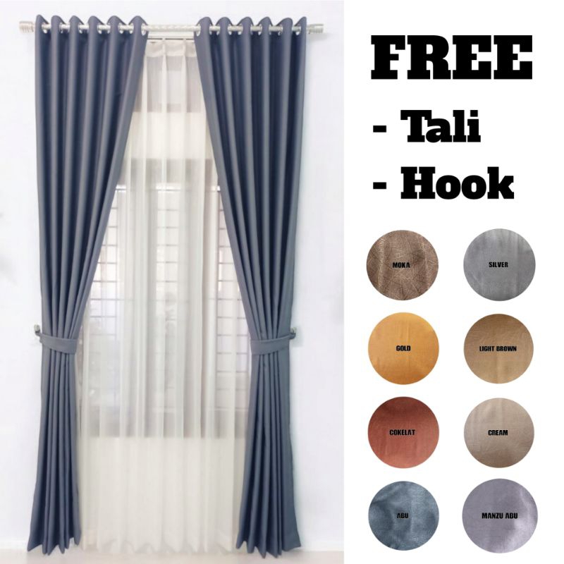 Gorden Polos Glossy Blackout Pintu Jendela Minimalis Panjang Pendek Korden Pintu Kamar Jendela Kamar