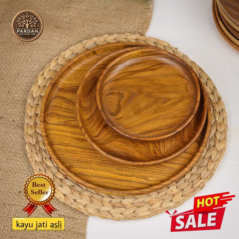 [COD] SATU SET PIRING AESTHETIC KAYU JATI ASLI, ISI 3 PICS Dapur Kitchenware Makan wadah saji