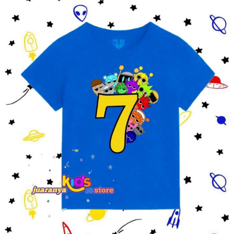 BAJU ANAK KAOS ANAK INCREDIBOX SPRUNKI ANGKA 7