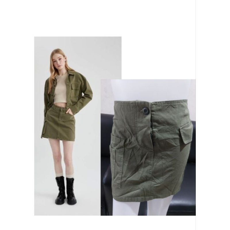 Dresstsrior mini skirt cargo rok kargo mini warna army