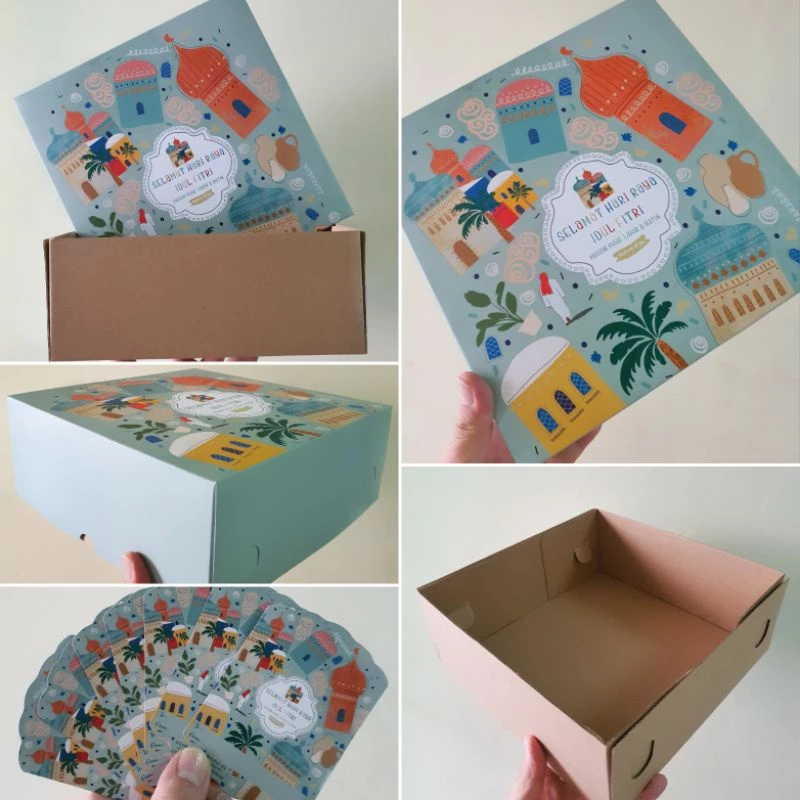 

5 pcs dus edisi idul fitri kemasan kue brownies box packaging hampers eid mubarak ukuran 24.5 x 24.5 x 9.5 cm