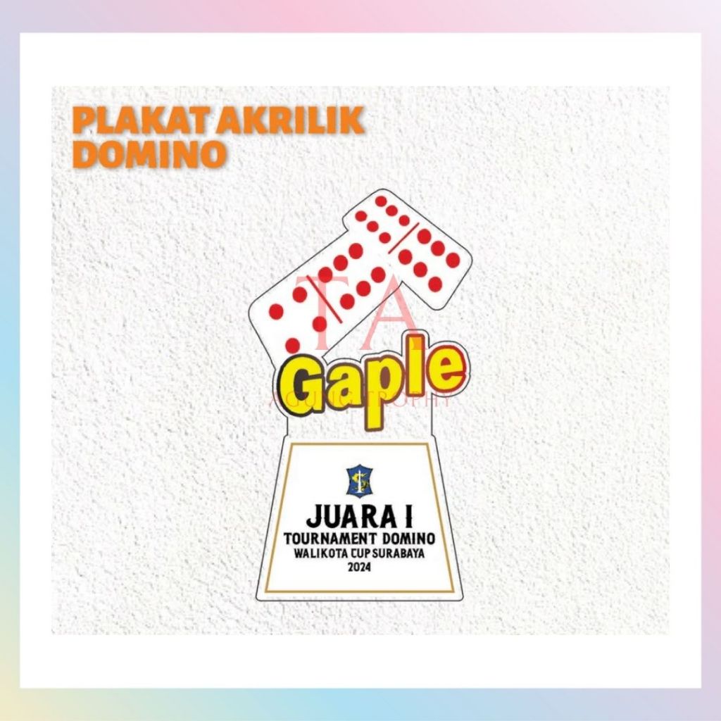 Piala Domino Piala Gaple Plakat Domino Plakat Gaple Akrilik Custom