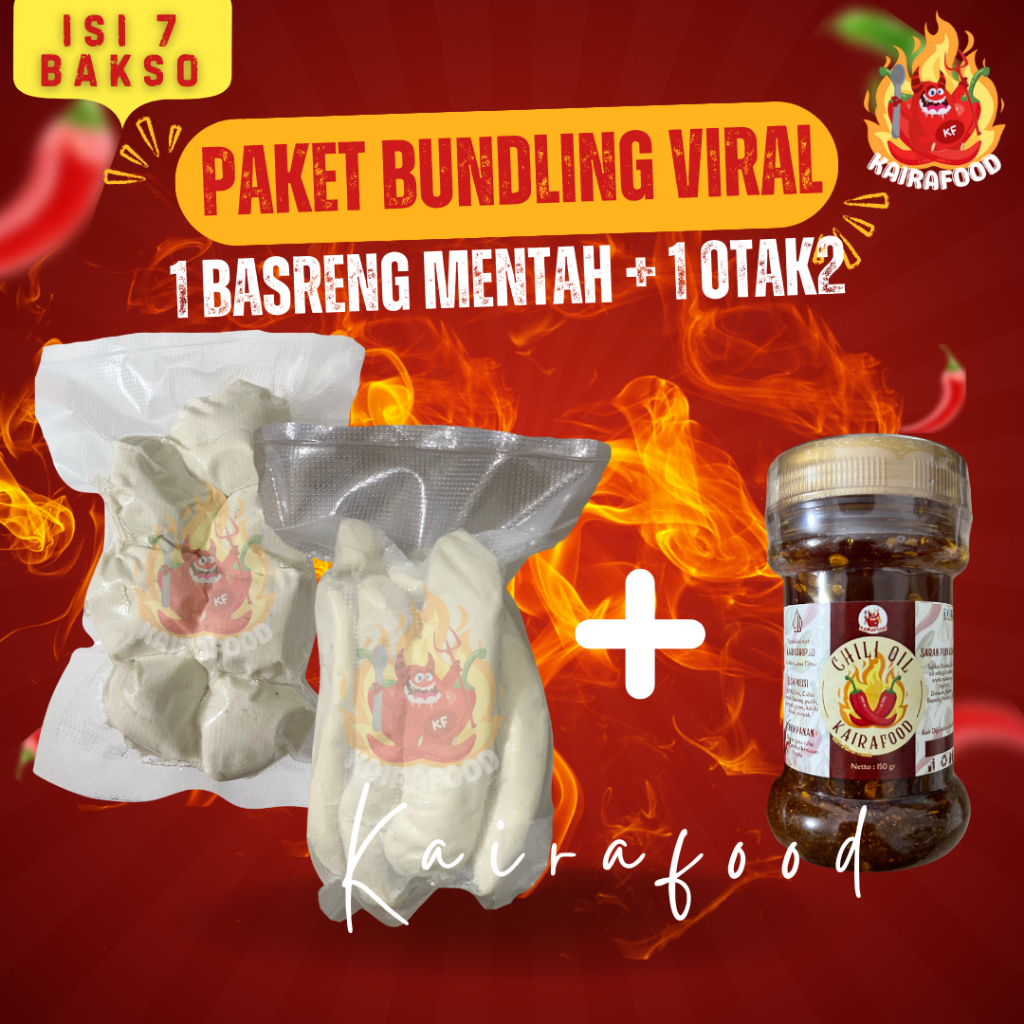 

BUNDLING 1 BASRENG MENTAH , 1 OTAK OTAK MENTAH + 1 BOTOL CHILI OIL