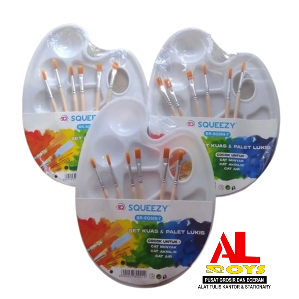 

Kuas + Palet Lukis Piringan Squeezy Br SQ-569-7 ( Set ) [ Original ]