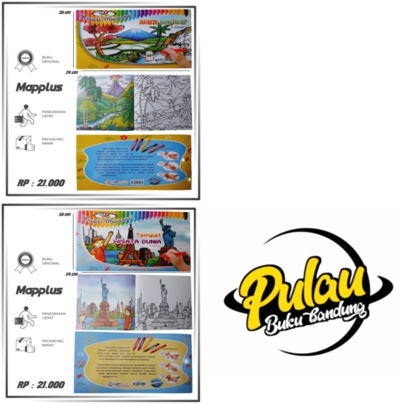 

Buku Gambar Mewarnai Anak, Mewarnai Alam sekitar, Tempat wisata dunia ( Mapplus )
