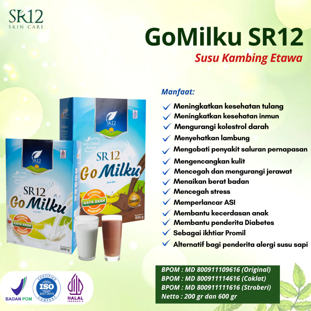 

SR12 GoMilku Susu Kambing Etawa Premium Meningkatkan Kesehatan Inmun Aman Bumil Busui