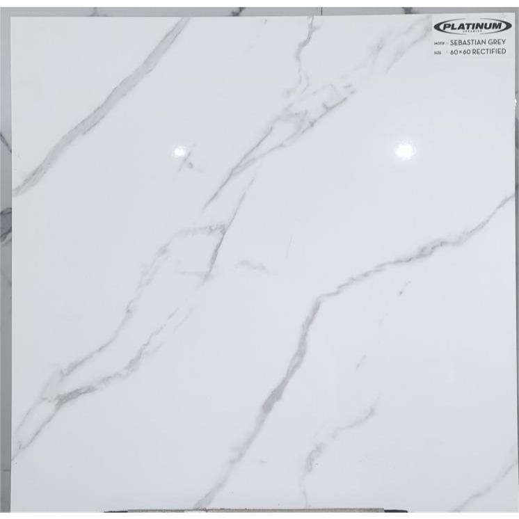 Platinum Ceramics - 60X60 - Sebastian Grey Rec - Glossy  (Khusus D.I.Yogyakarta)