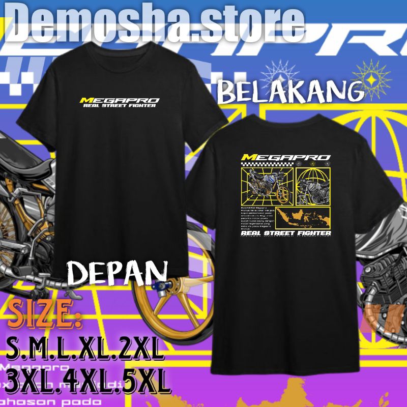 Baju Distro KAOS Racing Megapro Real Street Fighter | Pria Wanita Keren Kekinian