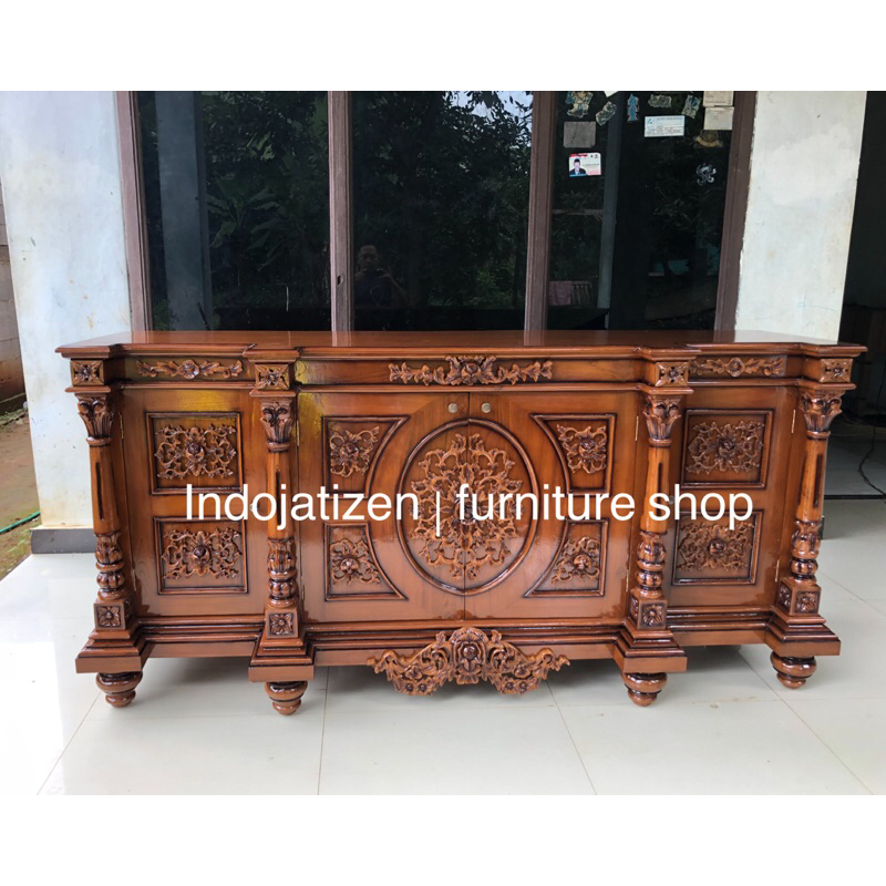 Lemari bufet nusantara kayu jati