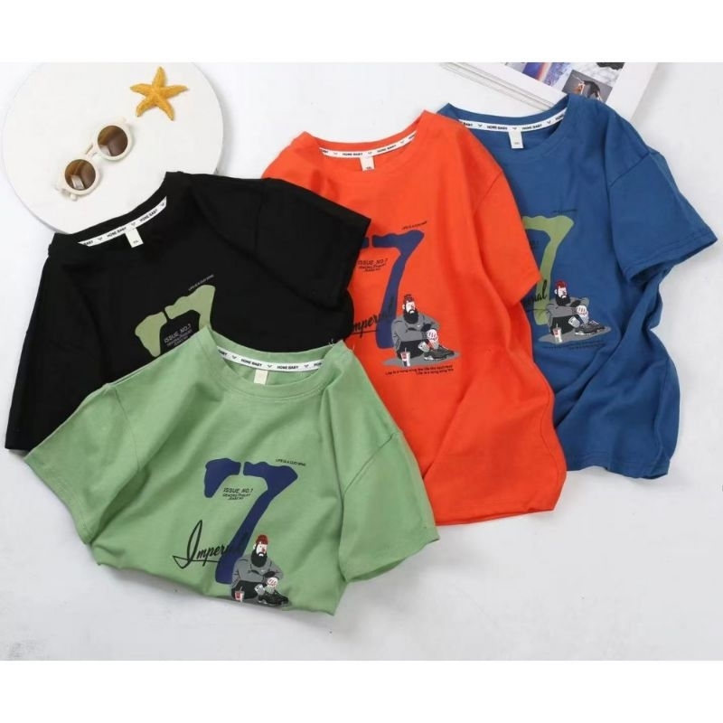 Kaos Anak Laki-laki Motif Angka 7/atasan lengan pendek