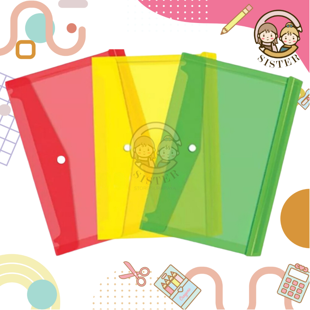 

(6 PCS) Map Plastik Kancing Folio / Map Dokumen / Map Plastik Folio Jenia