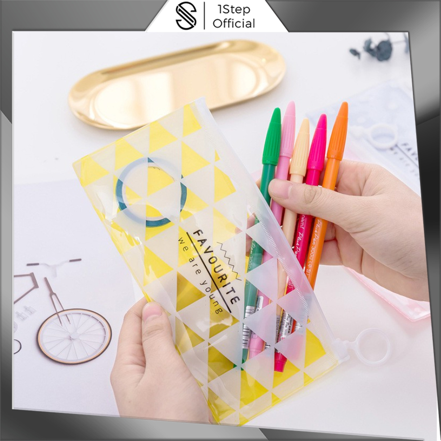 

1step Tempat Pensil Transparan Zip Tempat Kosmetik Zip R444 R799