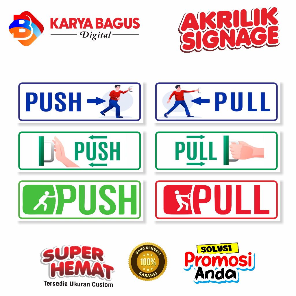 

Akrilik Pintu Dorong Tarik / Peringatan Push Pull / Akrilik Signage Bulat