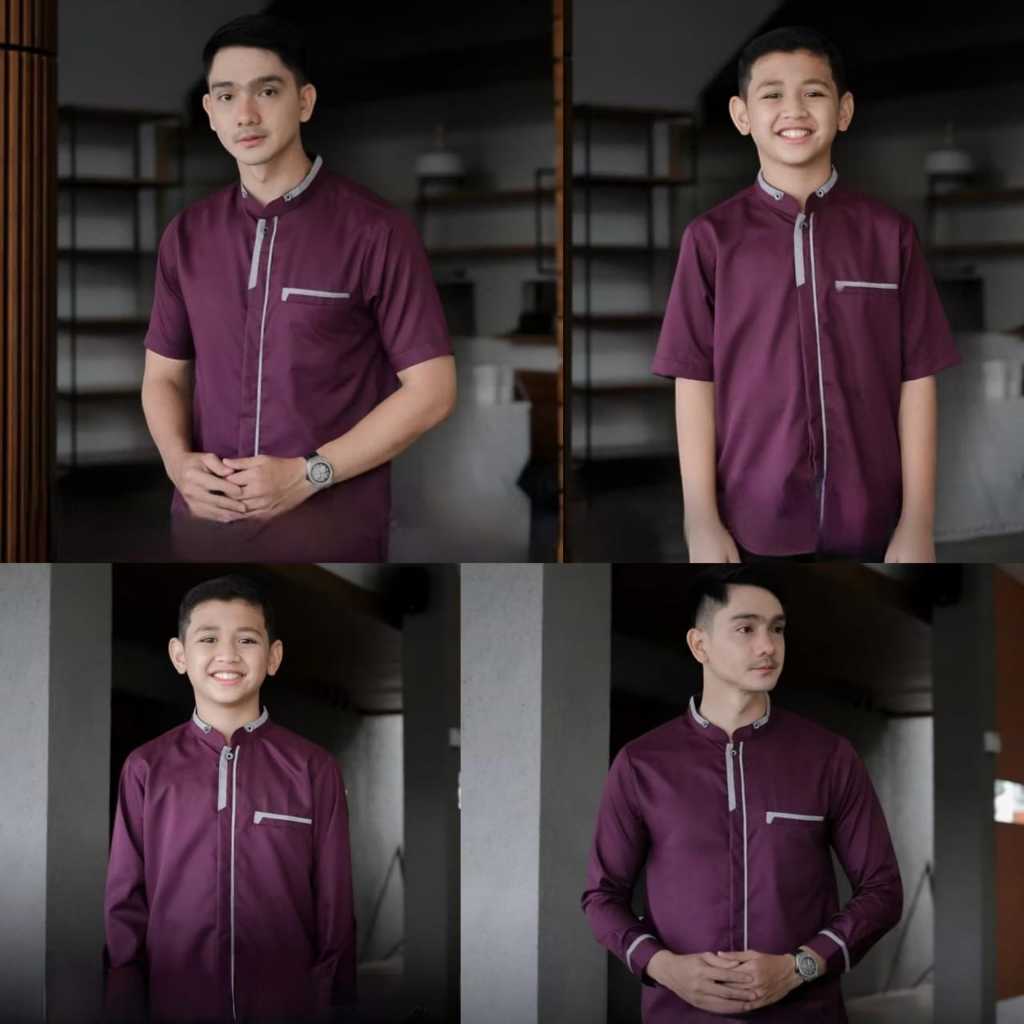 (SALE) KOKO LEGIB - Baju Koko Couple Ayah dan Anak Remaja Laki laki Warna Ungu Purple Burgundy Burgu