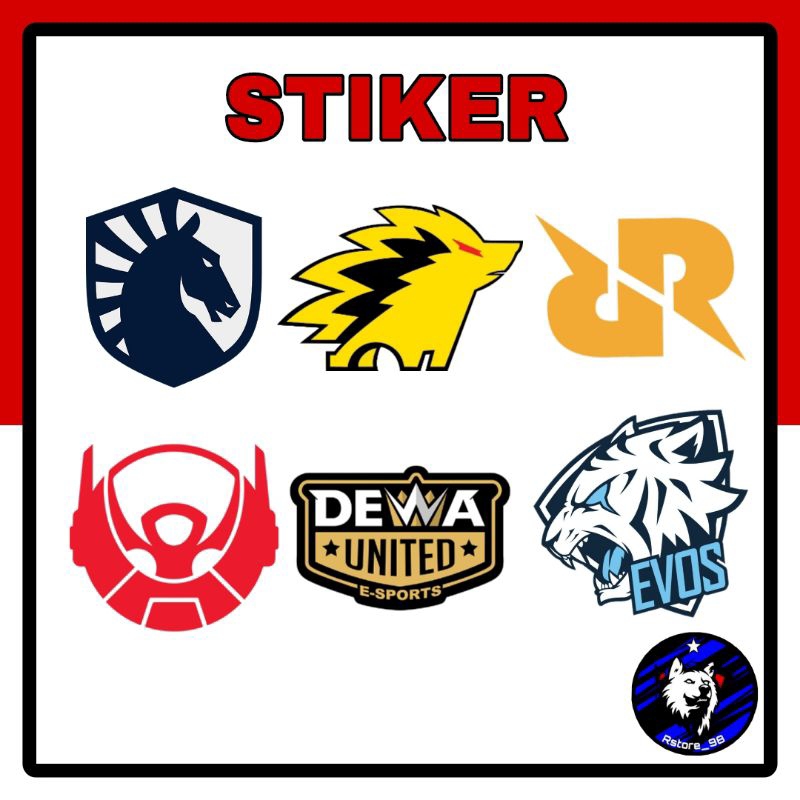 STICKER STIKER ESPORTS ESPORT RRQ LIQUID ONIC EVOS ALTER EGO DEWA UNITED BIGETRON