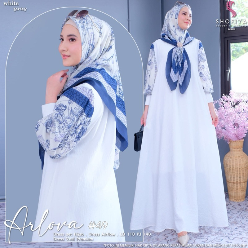 GAMIS ARLOVA DRESS SETELAN JILBAB MOTIF JUMBO LD 120 ORI BY SHOFIYA