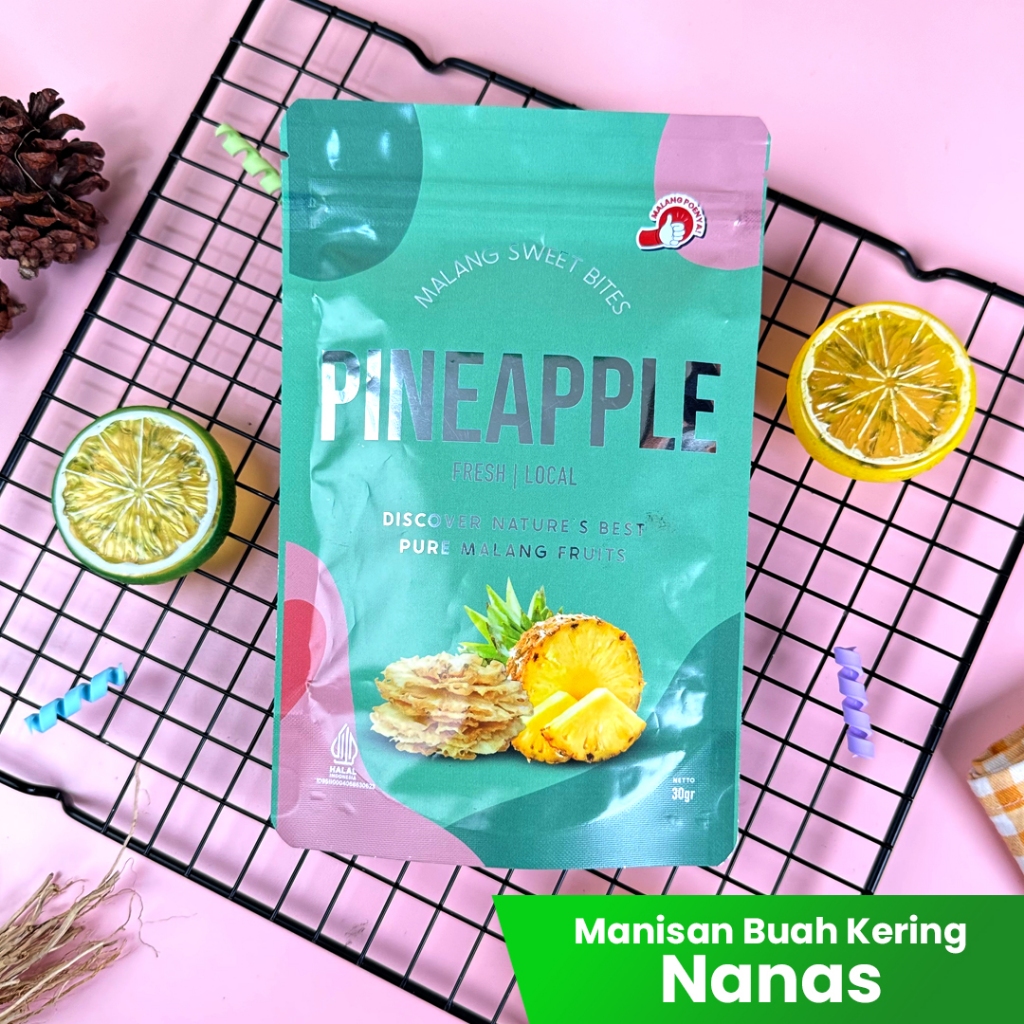 

Manisan Buah Kering I Malang Sweet Bites Pineapple 30gr I Manisan Buah Nanas I Buah Kering Nanas Malang