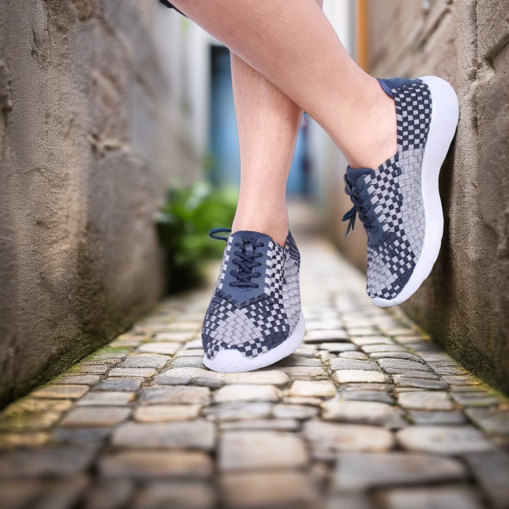 Lulia Vs69 Navy grey Sepatu slip on shoes rajut knit anyaman pria man casual footwear