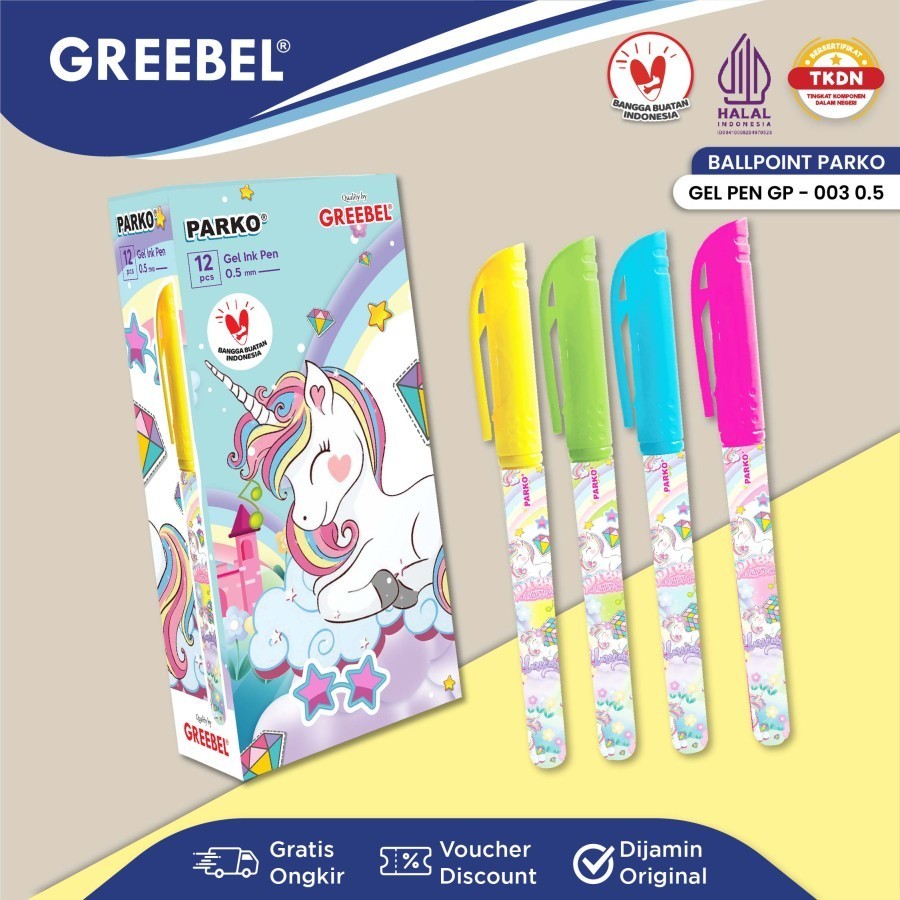 

Ballpoin Pulpen Gel Greebel Parko GP-003 0.5MM Hitam Pena Ballpen Black [1 Pak Isi 12 Pcs]