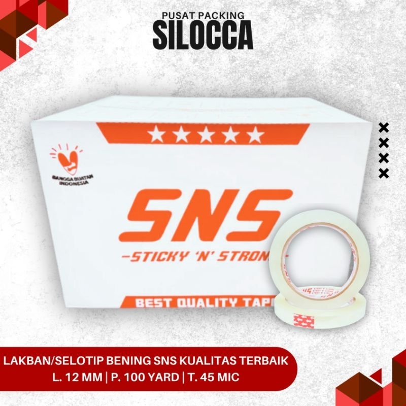 

1 KARTON ISI 288 SOLASI/SELOTIP/ISOLASI/SELOTIP/SOLATIP/LAKBAN 1/2 INCH ( 12 MM ) X 100 YARD SNS KUALITAS TERBAIK