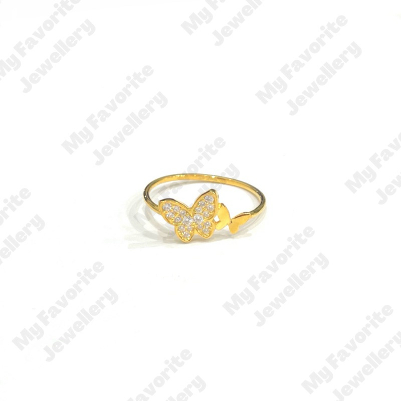Cincin Kupu Kupu Permata Uk13 Elegan EMAS ASLI Kadar 875