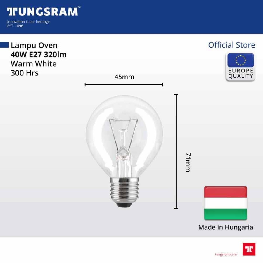 Bohlam/ Lampu Oven Tungsram 40W E27 - 40 Watt