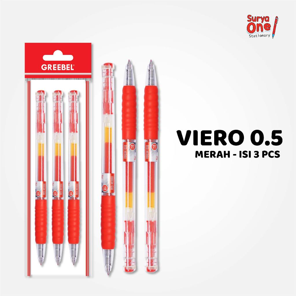 

VEMILO Gel Pen / Pulpen Gel GP-504 Viero 0.5 Merah (3PCS/SET) / Greebel