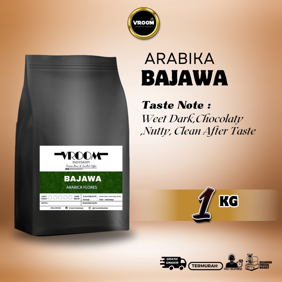 

Coffee Arabica Bajawa Ngada Flores Roasted Bean Arabika Kopi Biji Matang Bubuk 1Kg