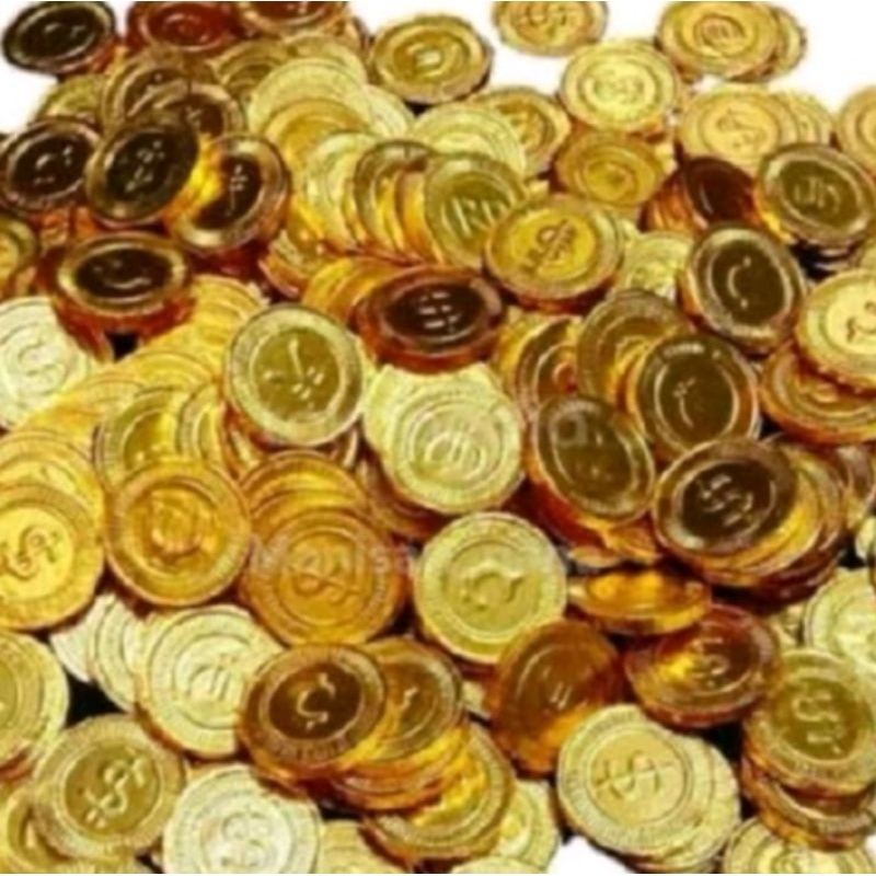 

pusan coklat koin dolar emas 150ge isi 46pcs mata uang coklat