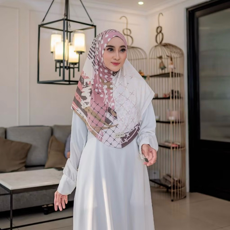 Bergo Malay Motif Jersey/Hijab Instan Motif Thewa
