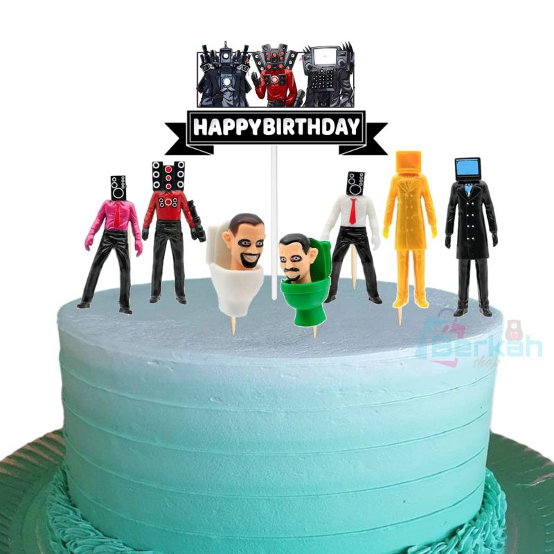 Topper Skibidi toilet, Topper cake, Hiasan kue ulang tahun topper karakter Skibidi toilet