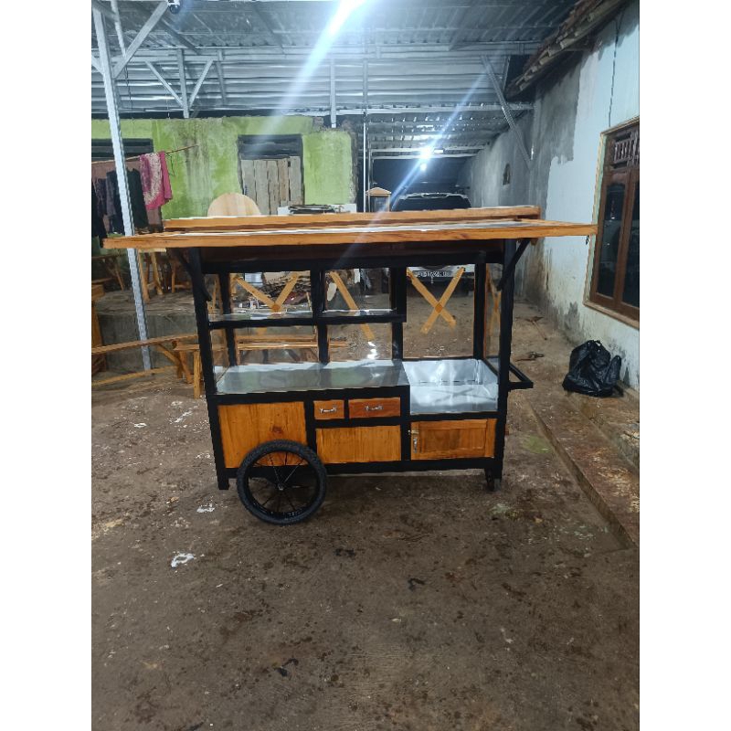 gerobak nasi goreng full kaca roda tiga