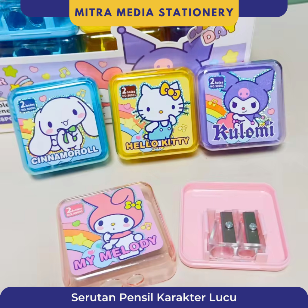 

Rautan / Serutan Pensil Putar Karakter Kuromi My Melodi Cinnamorol Hello Kitty Lucu