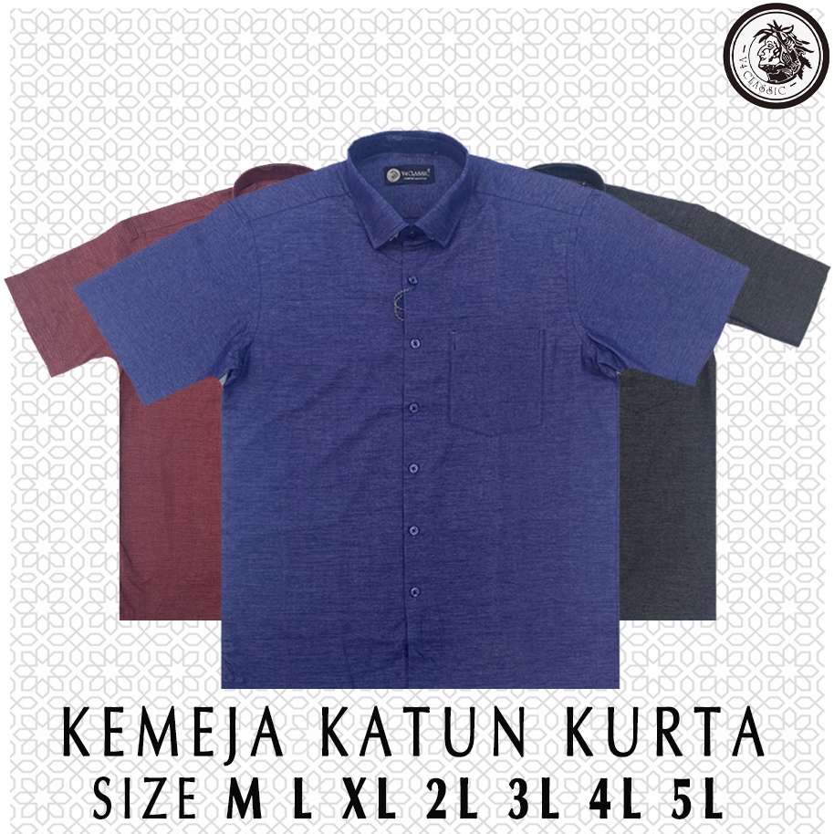 V4 CLASSIC DARKMAN M L XL 2L 3L 4L 5L - Kemeja Pria Polos JUMBO BIG SIZE Lengan Pendek Nyaman Adem -