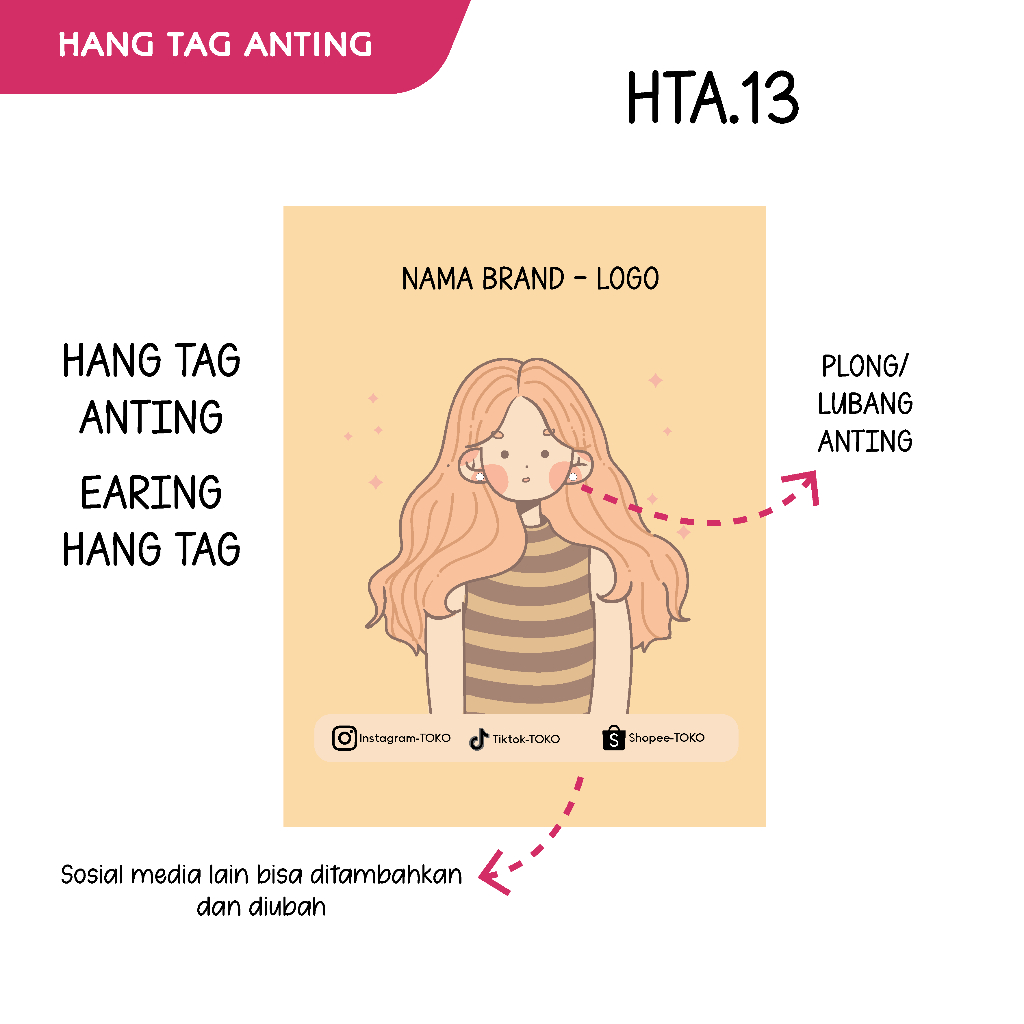 

QICETAK Tag Hang Tag Anting Earring Earing Label Merk Tempat alas aksesories aksesoris anting card