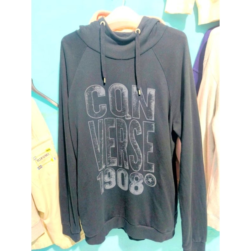 Hoodie original converse pria hitam