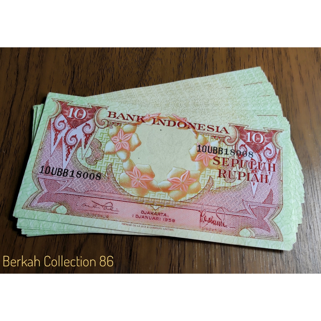 10 Rupiah Seri Bunga 1959 Asli Bagus