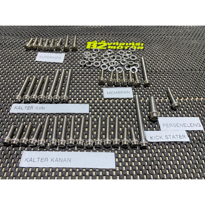 BAUT STANLIST MESIN FULL SET NINJA R RR SS BAUT STAINLESS NINJA R RR SS